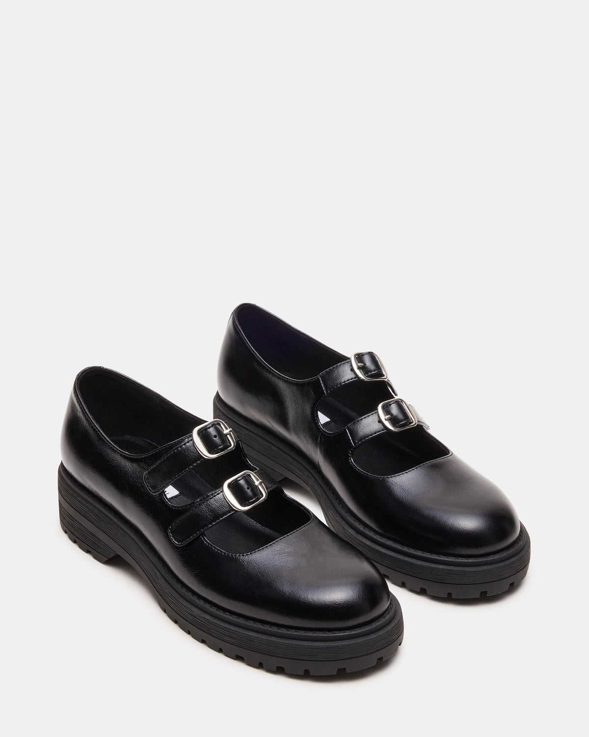 ALBA Black Leather Platform Lug Mary Jane Women's Loafer - Steve Madden