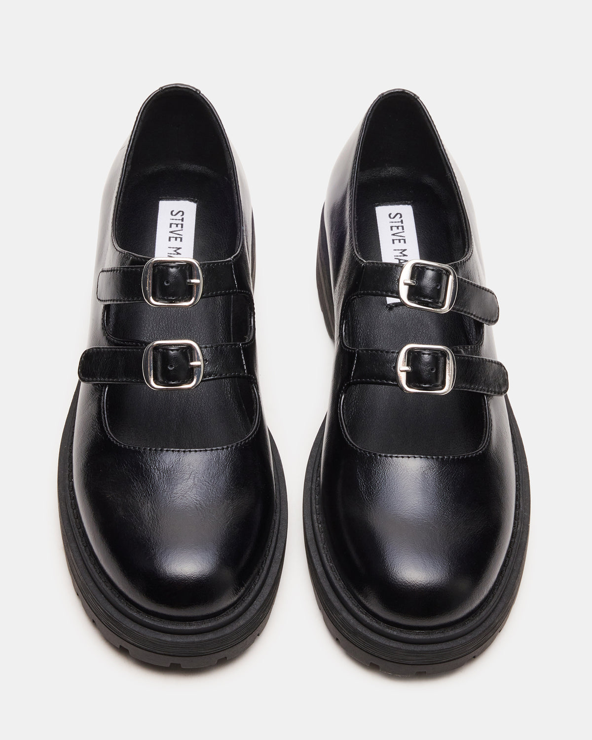 ALBA Black Leather Platform Lug Mary Jane Women's Loafer - Steve Madden