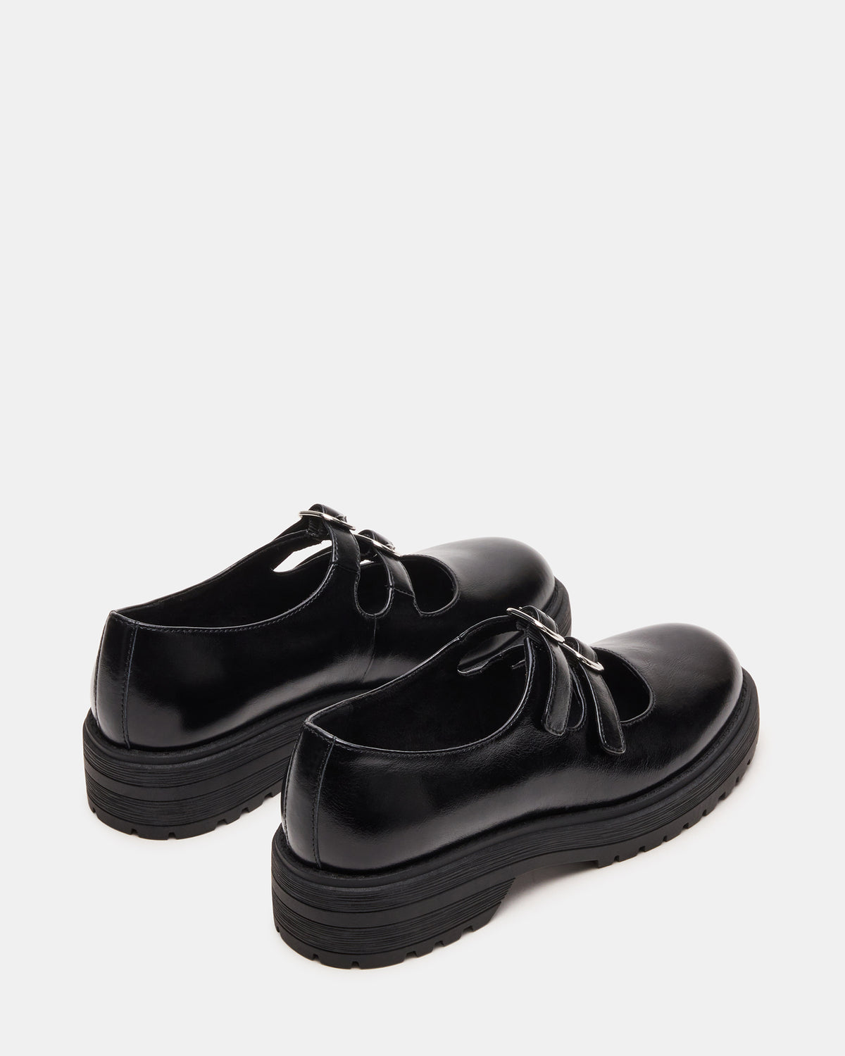 ALBA Black Leather Platform Lug Mary Jane Women's Loafer - Steve Madden