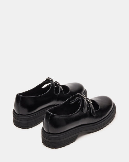 ALBA Black Leather Platform Lug Mary Jane Women's Loafer - Steve Madden