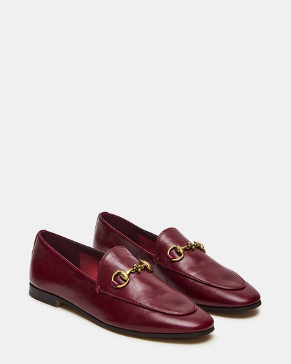 GRAFTON Wine Leather Women's Loafer - Steve Madden