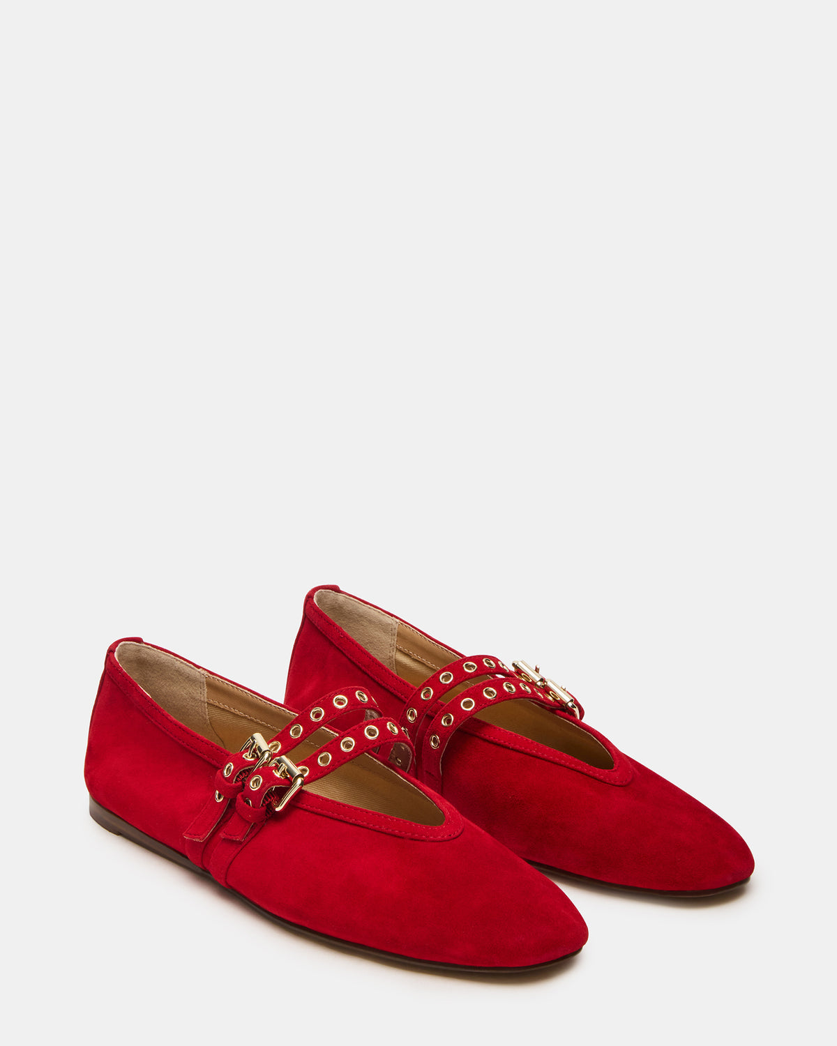 LYDIA Red Suede Square-Toe Mary Jane Ballet Women's Flat - Steve Madden