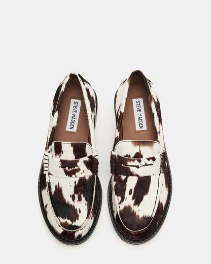 MADISON Brown Cow Print Women's Penny Loafer - Steve Madden