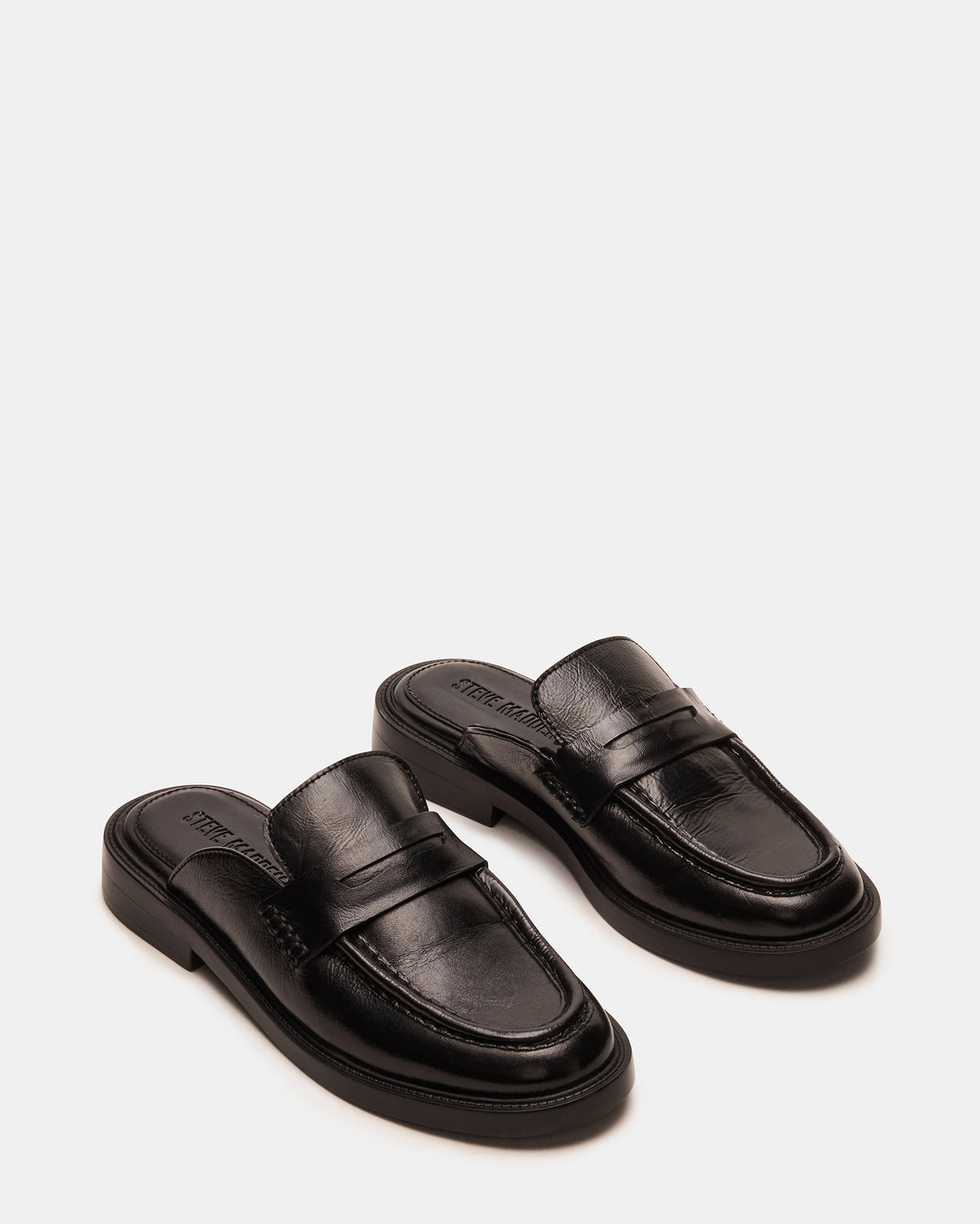 MULBERRY Black Leather Women's Slip-On Mule Flat - Steve Madden