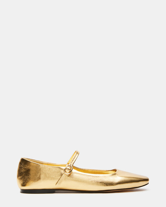 MAPLE Gold Leather Women's Mary Jane Ballet Flat - Steve Madden