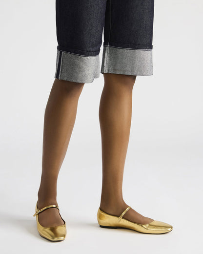 MAPLE Gold Leather Women's Mary Jane Ballet Flat - Steve Madden