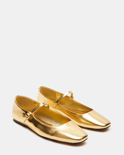 MAPLE Gold Leather Women's Mary Jane Ballet Flat - Steve Madden