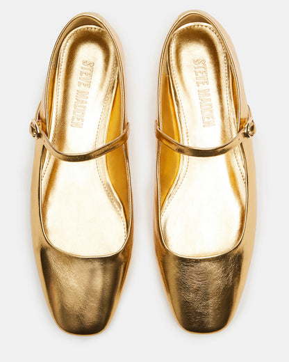 MAPLE Gold Leather Women's Mary Jane Ballet Flat - Steve Madden