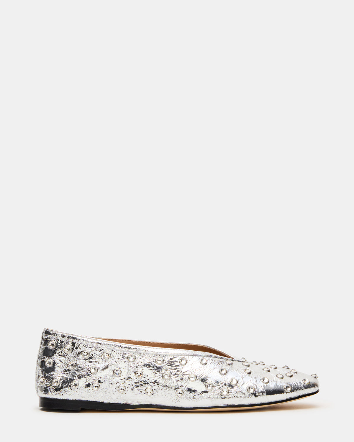 LENI Silver Rhinestones Square-Toe Ballet Women's Flat - Steve Madden