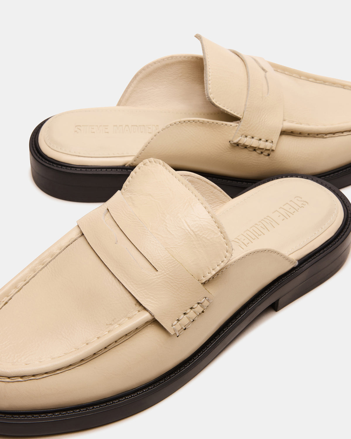 MULBERRY Bone Leather Women's Slip-On Mule Flat - Steve Madden
