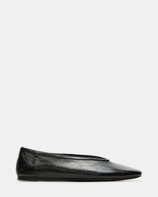 LENI Black/Black Square-Toe Ballet Women's Flat - Steve Madden