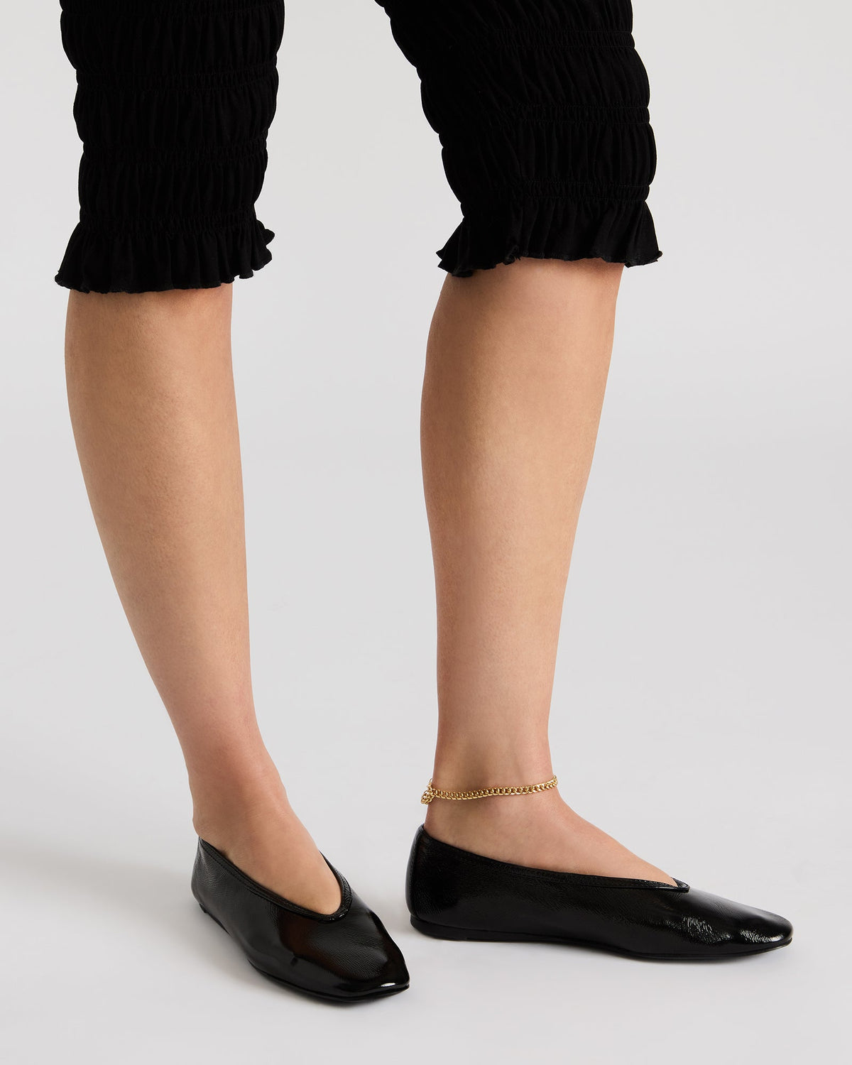LENI Black/Black Square-Toe Ballet Women's Flat - Steve Madden
