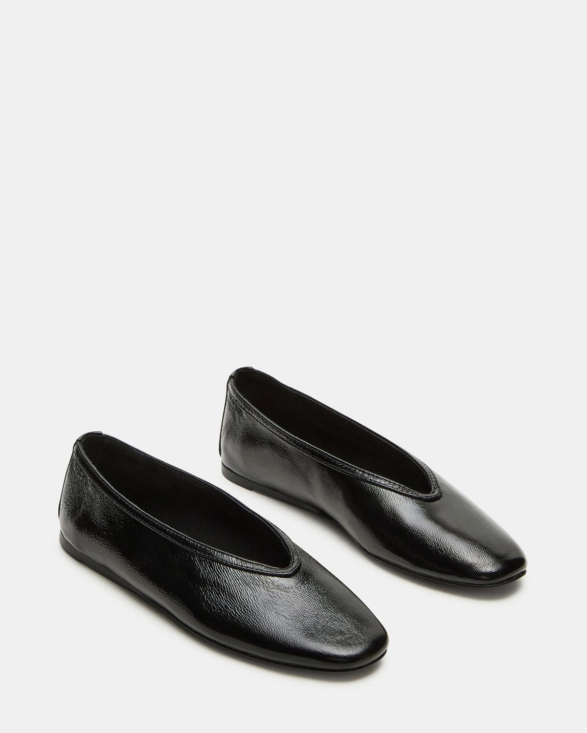 LENI Black/Black Square-Toe Ballet Women's Flat - Steve Madden