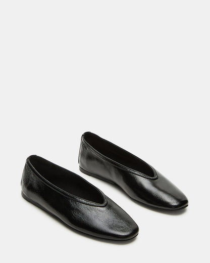 LENI Black/Black Square-Toe Ballet Women's Flat - Steve Madden