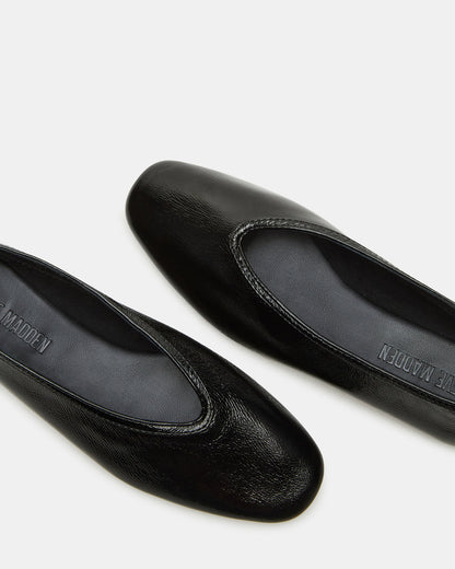 LENI Black/Black Square-Toe Ballet Women's Flat - Steve Madden