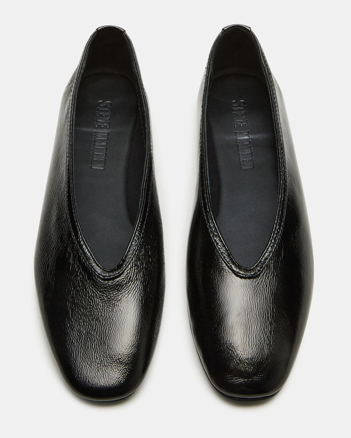LENI Black/Black Square-Toe Ballet Women's Flat - Steve Madden