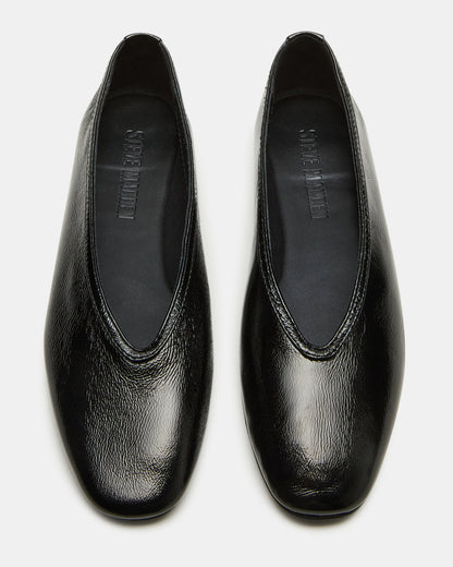 LENI Black/Black Square-Toe Ballet Women's Flat - Steve Madden