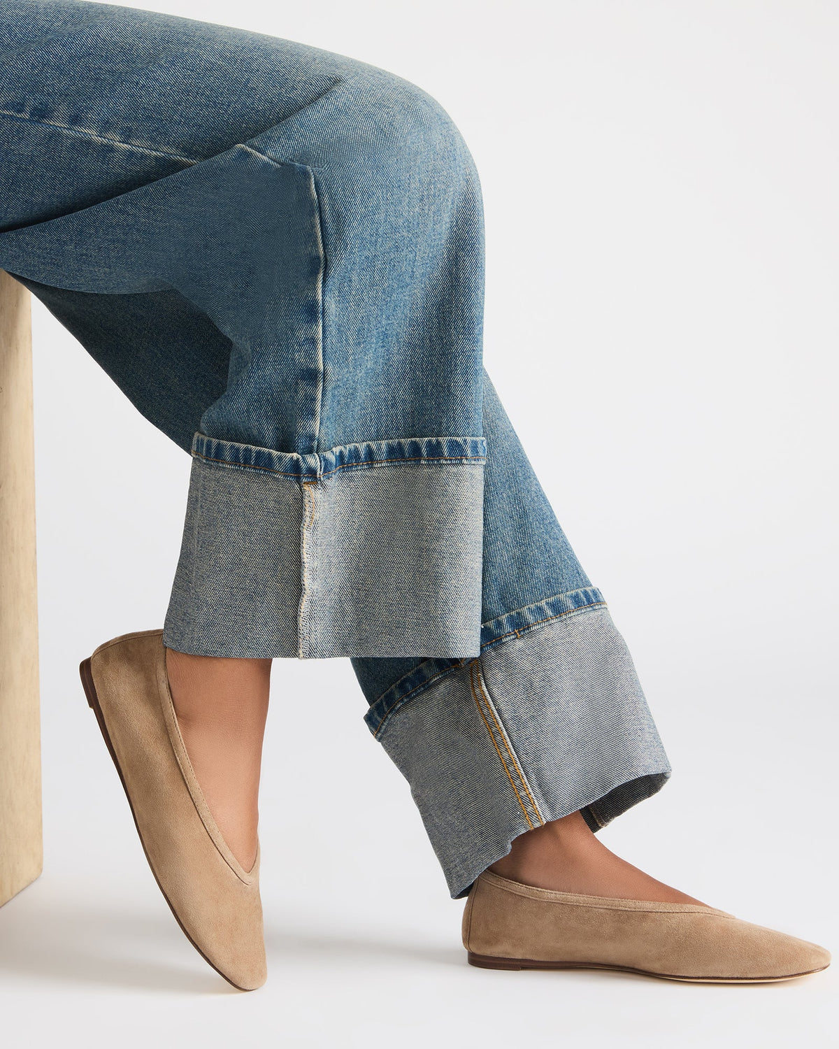 LENI Taupe Suede Square-Toe Ballet Women's Flat - Steve Madden