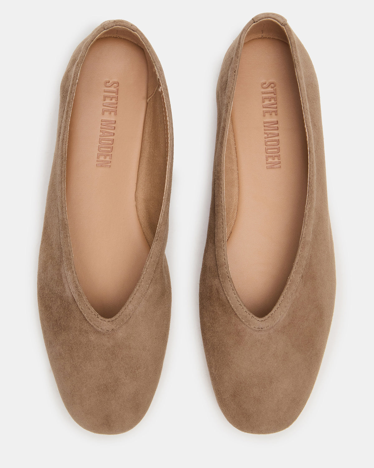 LENI Taupe Suede Square-Toe Ballet Women's Flat - Steve Madden