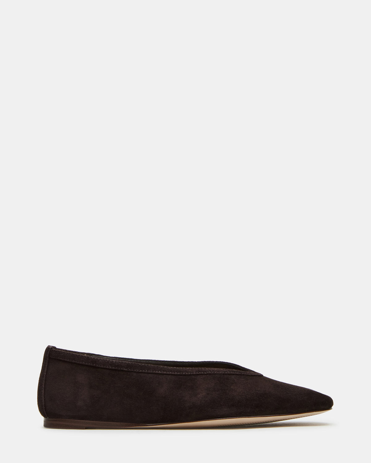 LENI Brown Suede Square-Toe Ballet Women's Flat - Steve Madden