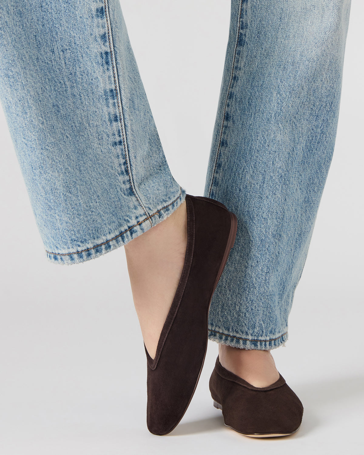 LENI Brown Suede Square-Toe Ballet Women's Flat - Steve Madden