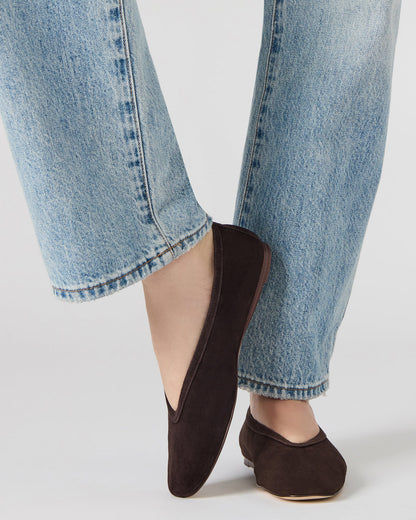 LENI Brown Suede Square-Toe Ballet Women's Flat - Steve Madden