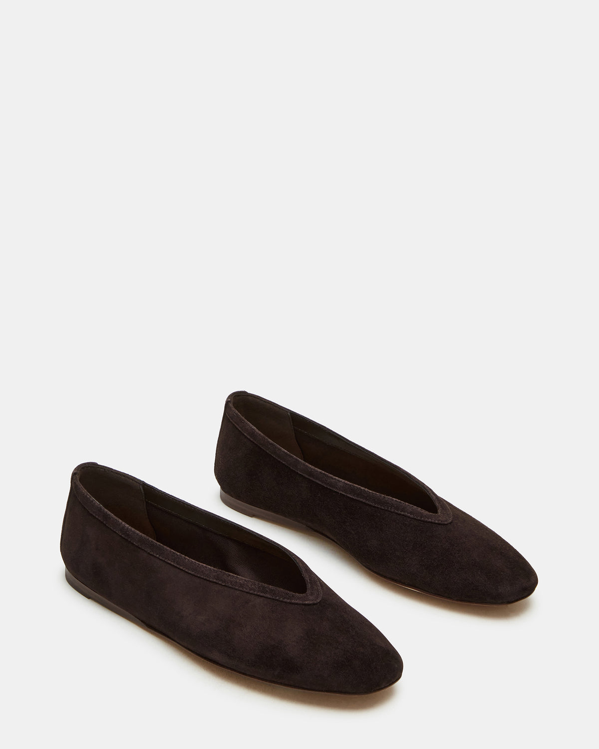 LENI Brown Suede Square-Toe Ballet Women's Flat - Steve Madden