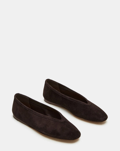 LENI Brown Suede Square-Toe Ballet Women's Flat - Steve Madden