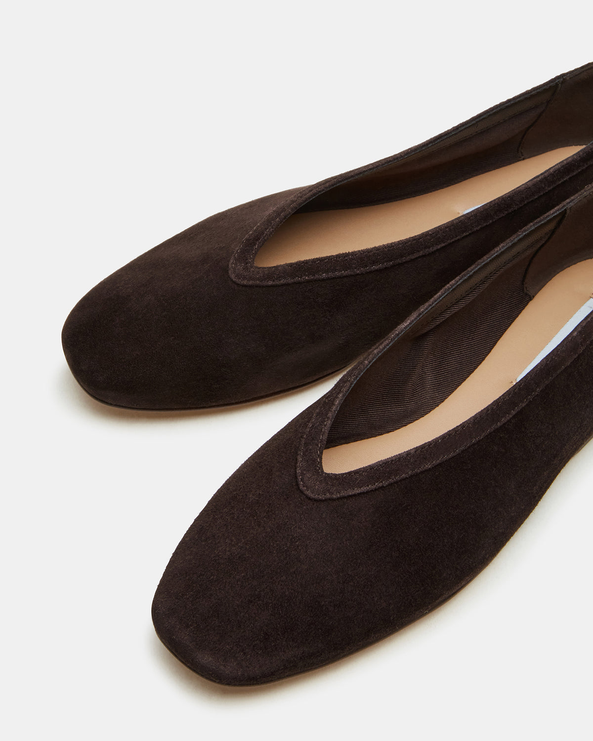 LENI Brown Suede Square-Toe Ballet Women's Flat - Steve Madden