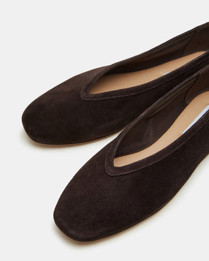 LENI Brown Suede Square-Toe Ballet Women's Flat - Steve Madden