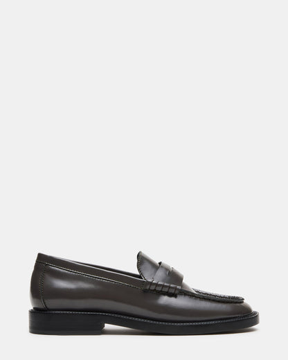MADISON Grey Leather Women's Penny Loafer - Steve Madden