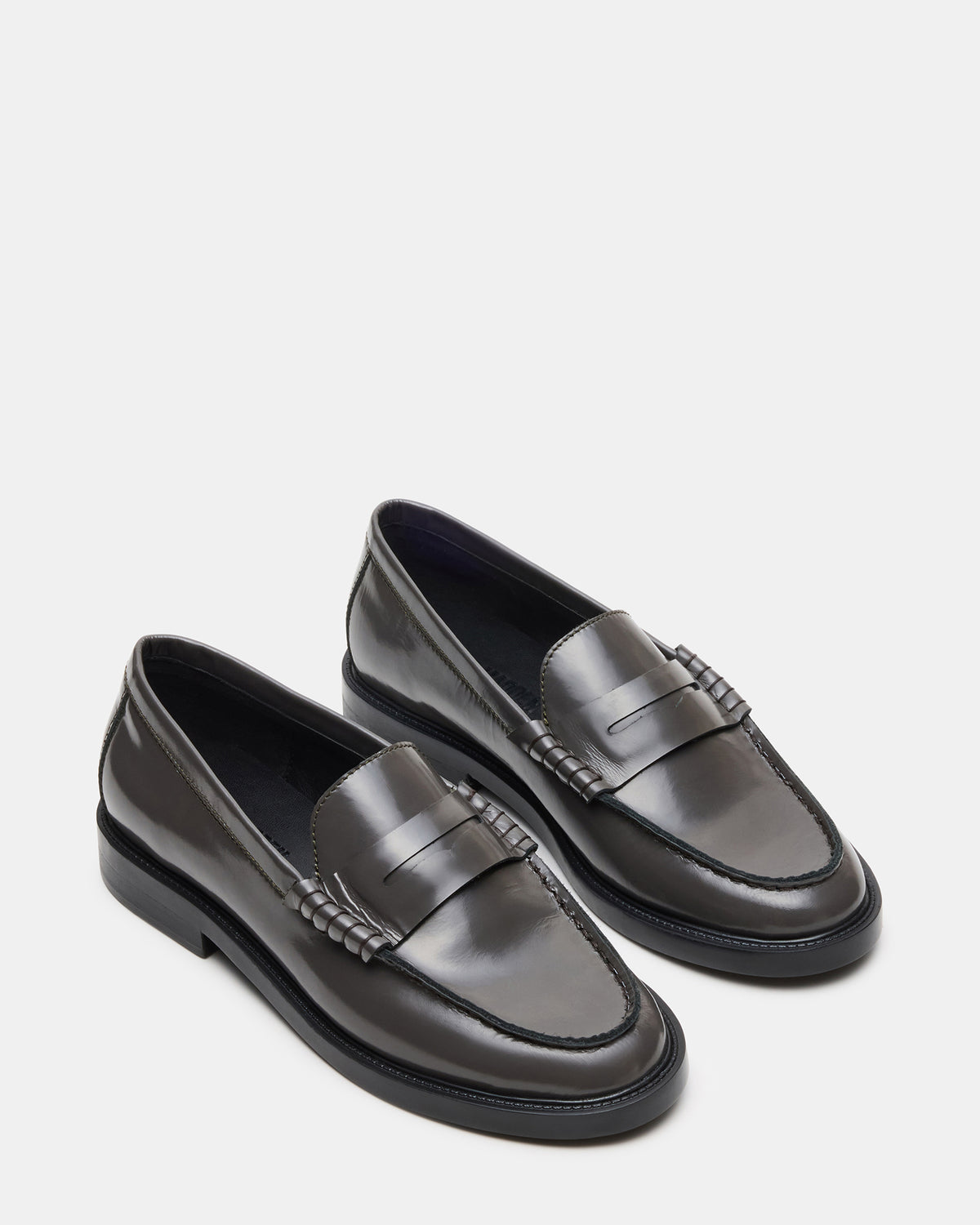 MADISON Grey Leather Women's Penny Loafer - Steve Madden