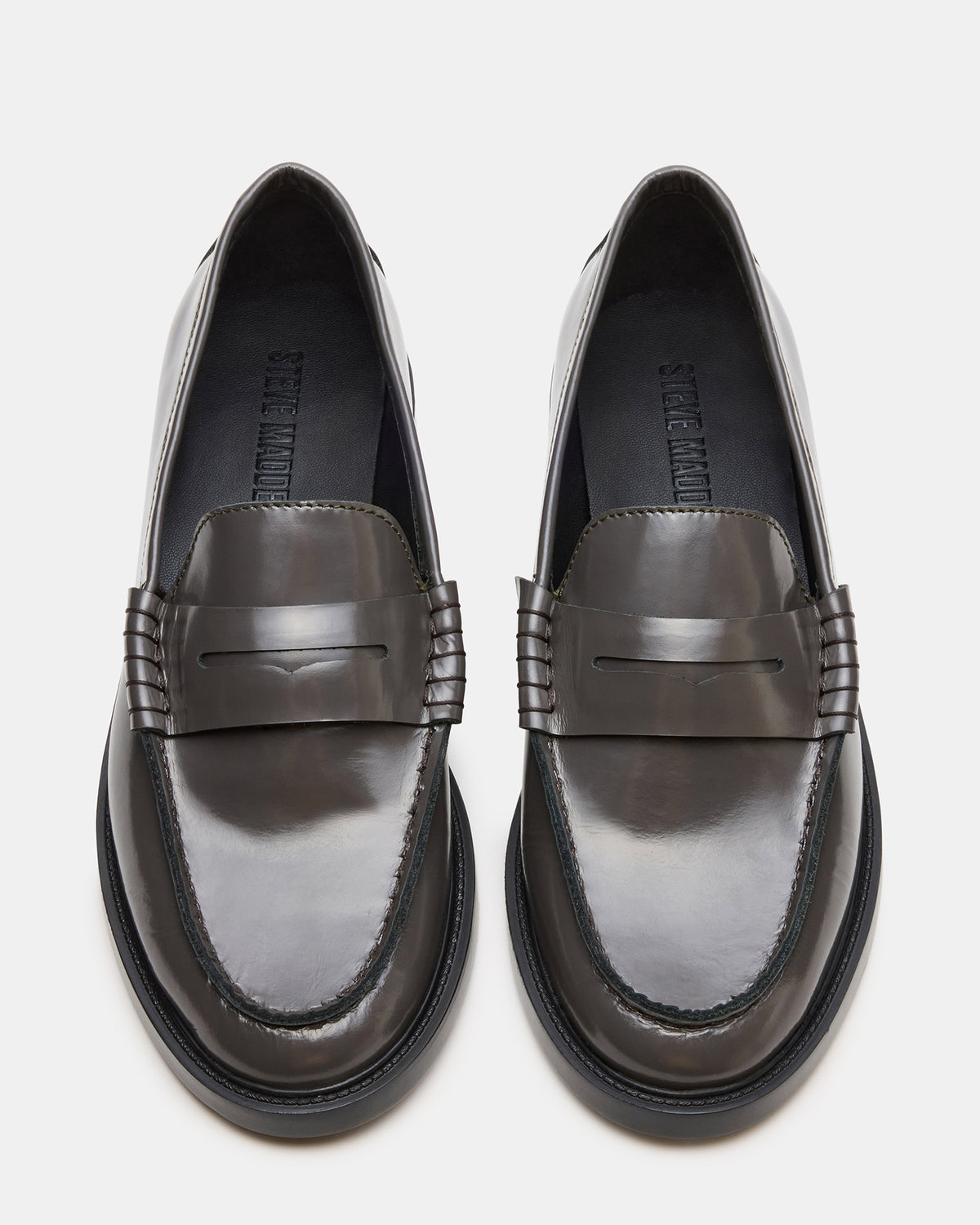 MADISON Grey Leather Women's Penny Loafer - Steve Madden