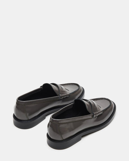 MADISON Grey Leather Women's Penny Loafer - Steve Madden