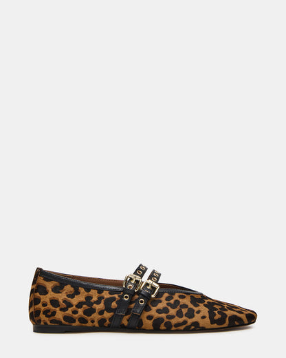 LYDIA Leopard Square-Toe Mary Jane Ballet Women's Flat - Steve Madden