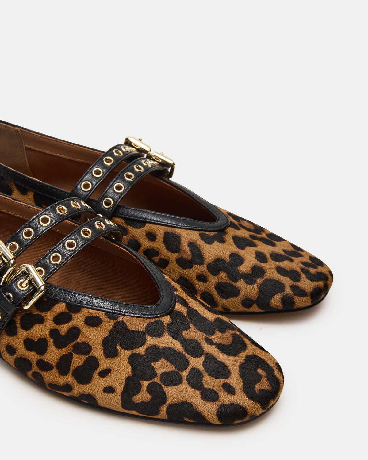 LYDIA Leopard Square-Toe Mary Jane Ballet Women's Flat - Steve Madden