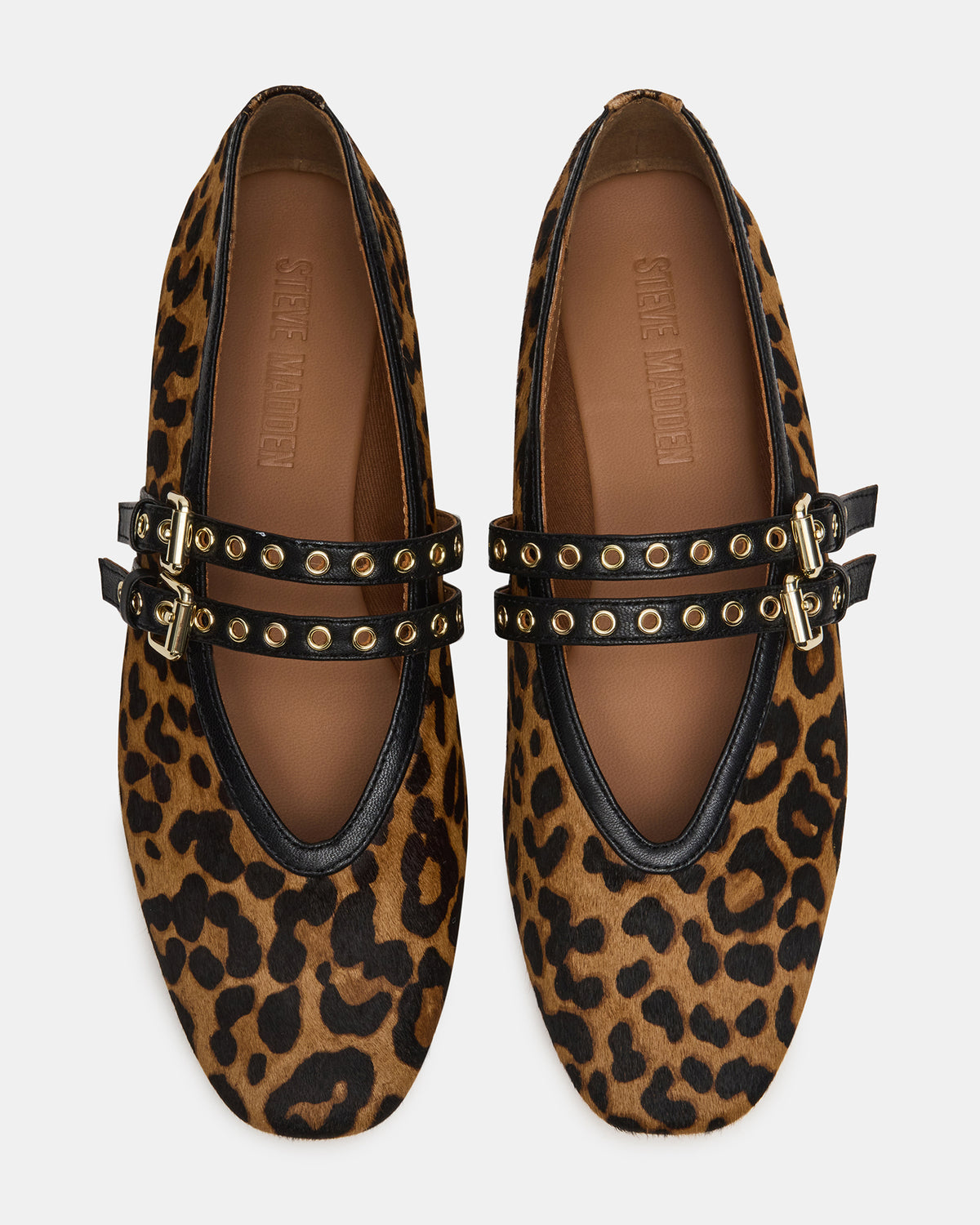 LYDIA Leopard Square-Toe Mary Jane Ballet Women's Flat - Steve Madden