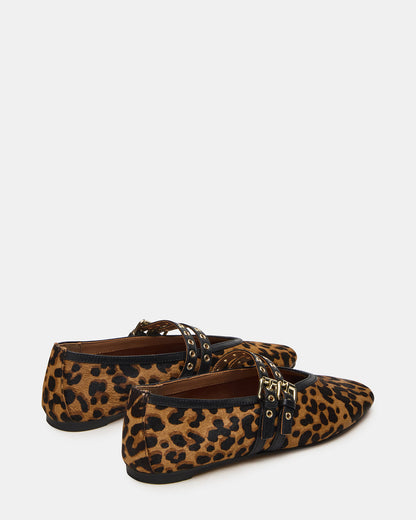 LYDIA Leopard Square-Toe Mary Jane Ballet Women's Flat - Steve Madden