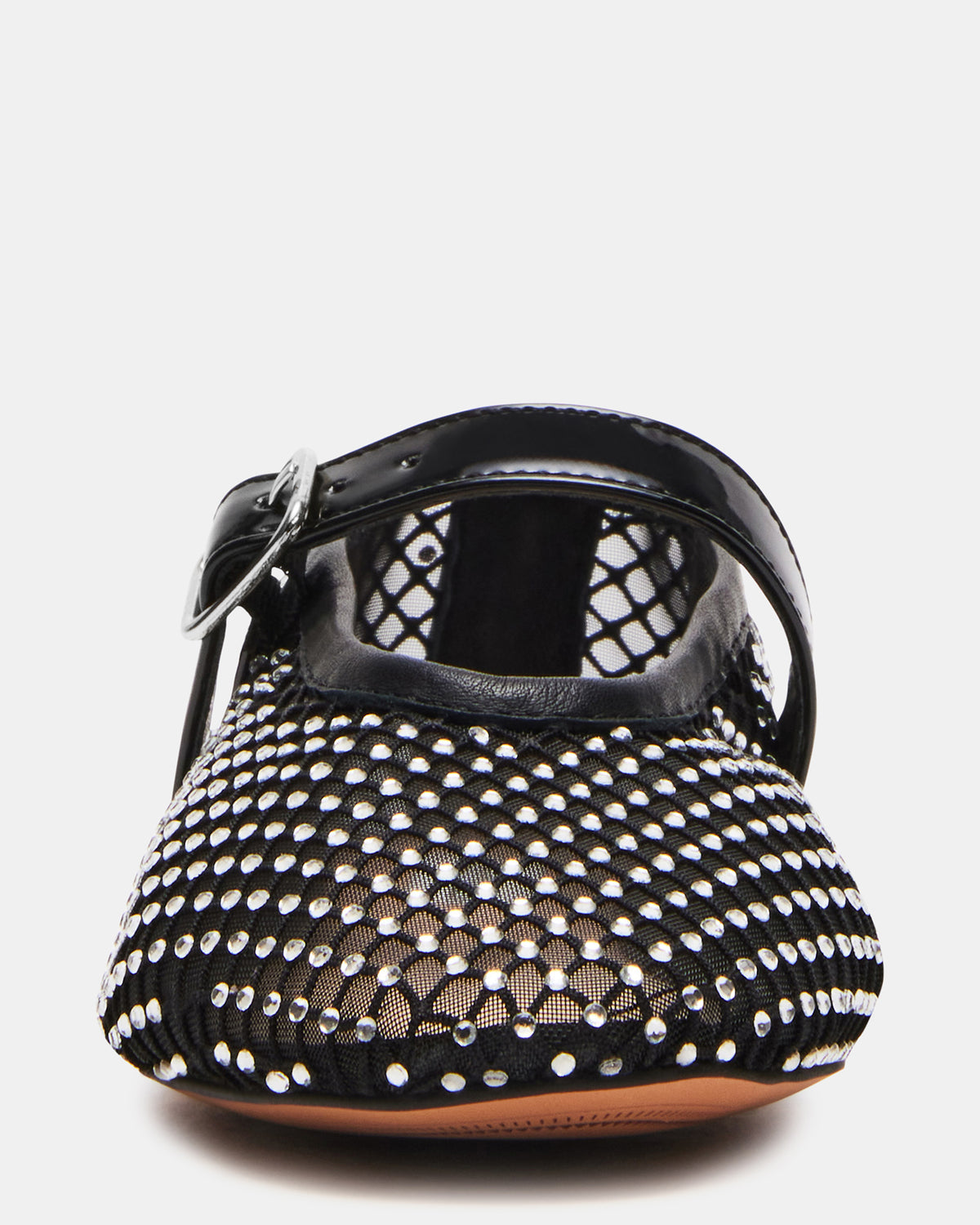 DREAMING Black Mesh Rhinestone Mary Jane | Women's Flats - Steve Madden