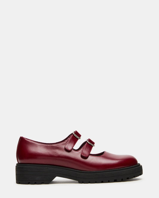 ALBA Burgundy Leather Platform Lug Mary Jane Women's Loafer - Steve Madden