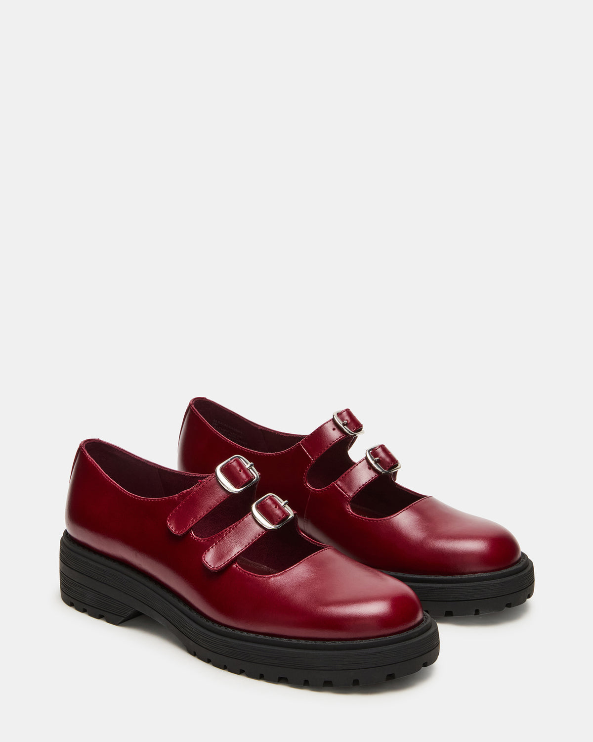 ALBA Burgundy Leather Platform Lug Mary Jane Women's Loafer - Steve Madden