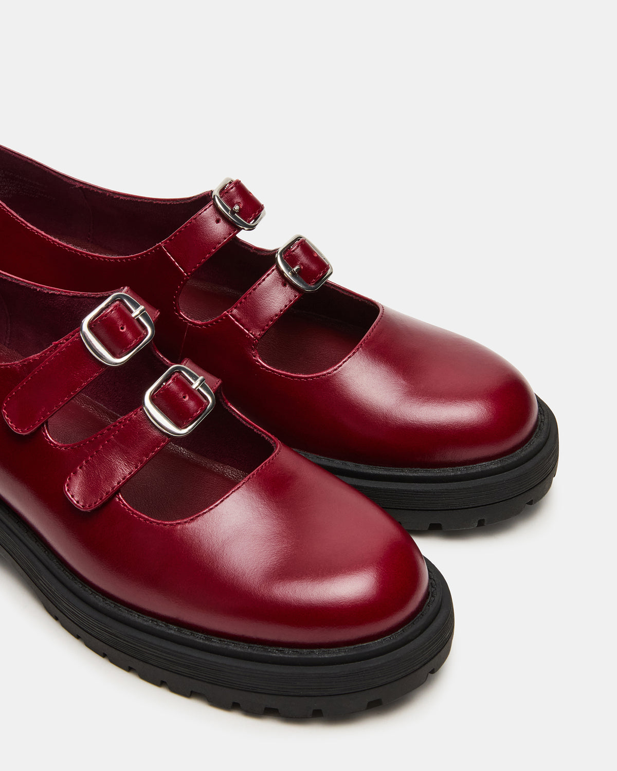 ALBA Burgundy Leather Platform Lug Mary Jane Women's Loafer - Steve Madden