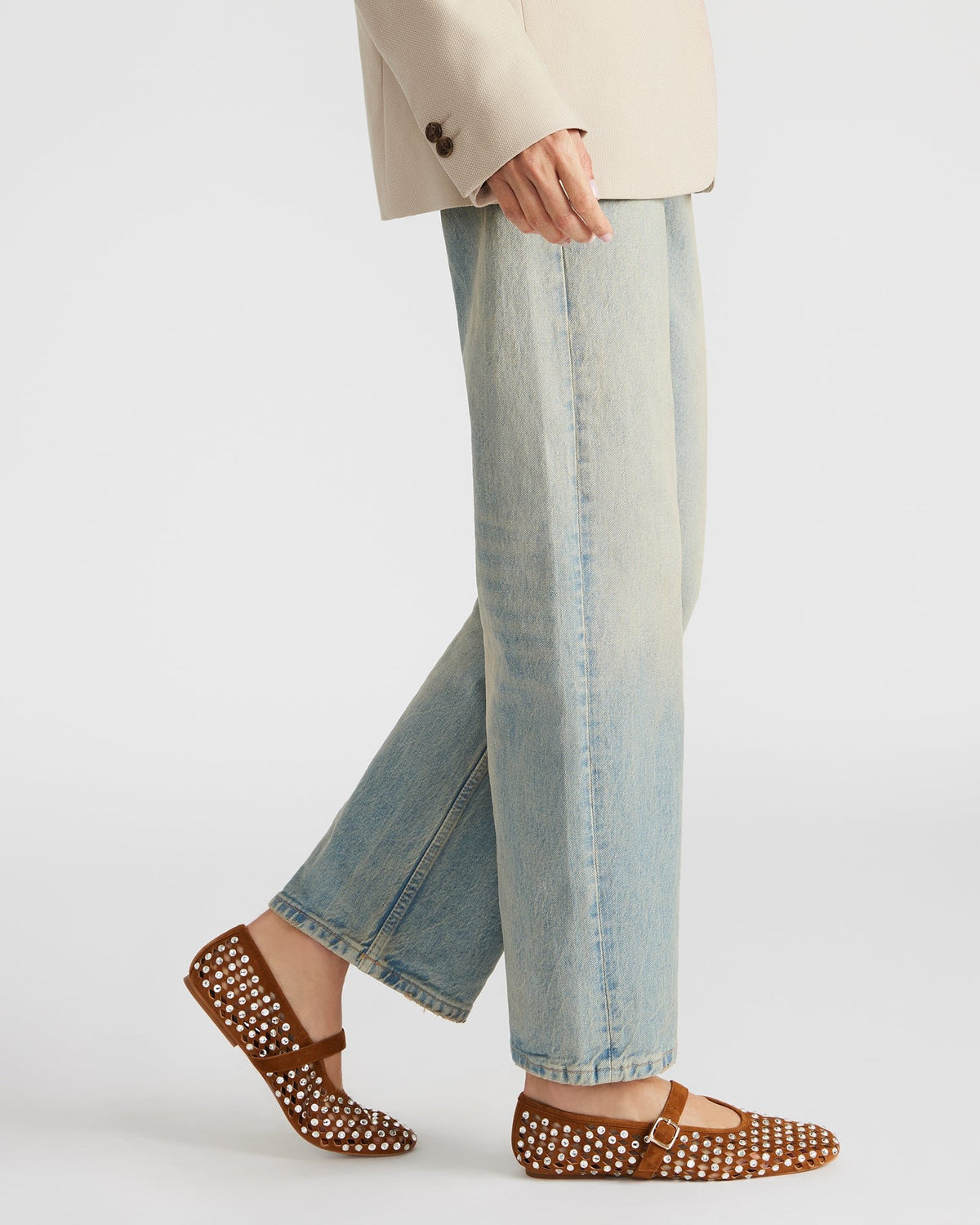 DREAMING Chestnut Suede Rhinestones Women's Mary Jane Flats - Steve Madden