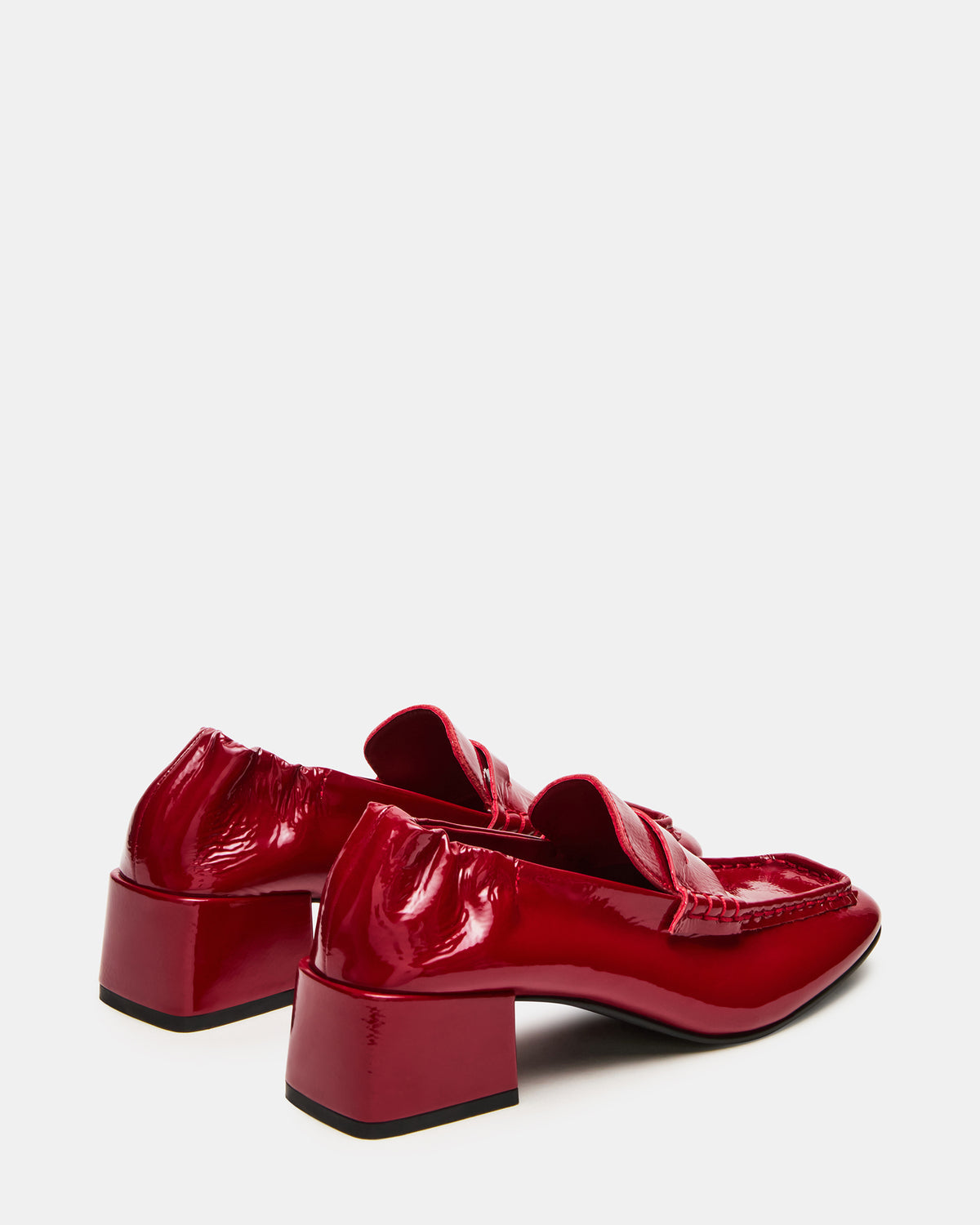 ESTEE Red Crinkle Patent Square-Toe Heeled Women's Loafer - Steve Madden