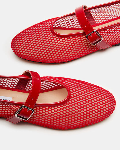DREAMING Red Mesh Women's Mary Jane Flats - Steve Madden