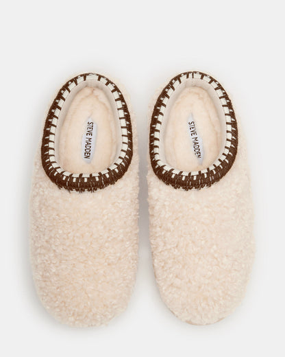 SELENA Faux Shearling Women's Natural Slip-On Mule Flat - Steve Madden