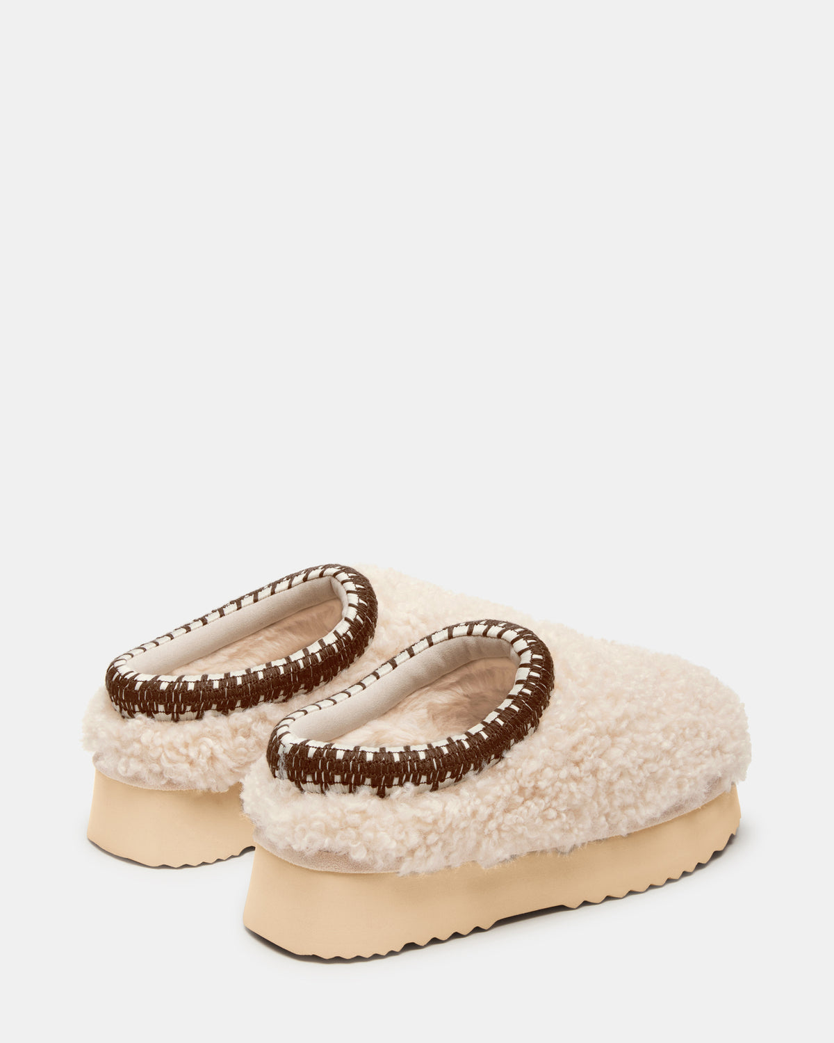 SELENA Faux Shearling Women's Natural Slip-On Mule Flat - Steve Madden