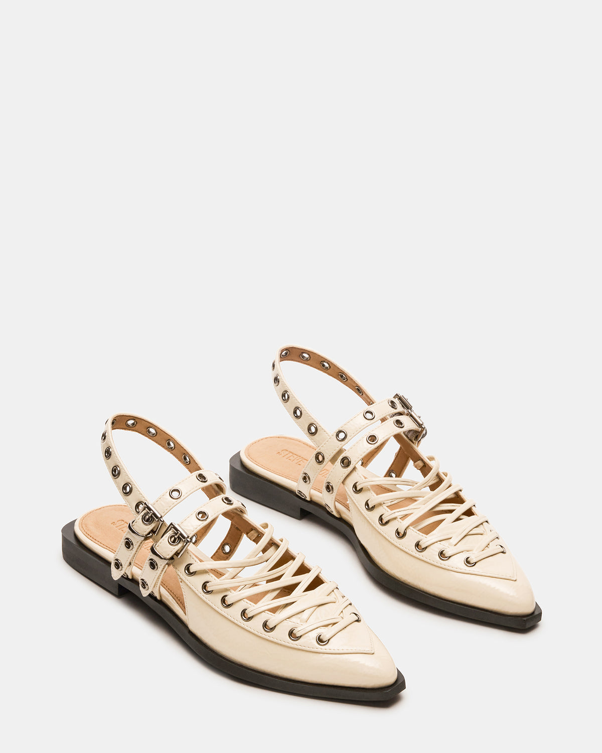 GALANTI Bone Patent Women's Pointed-Toe Moto Slingback Flat - Steve Madden