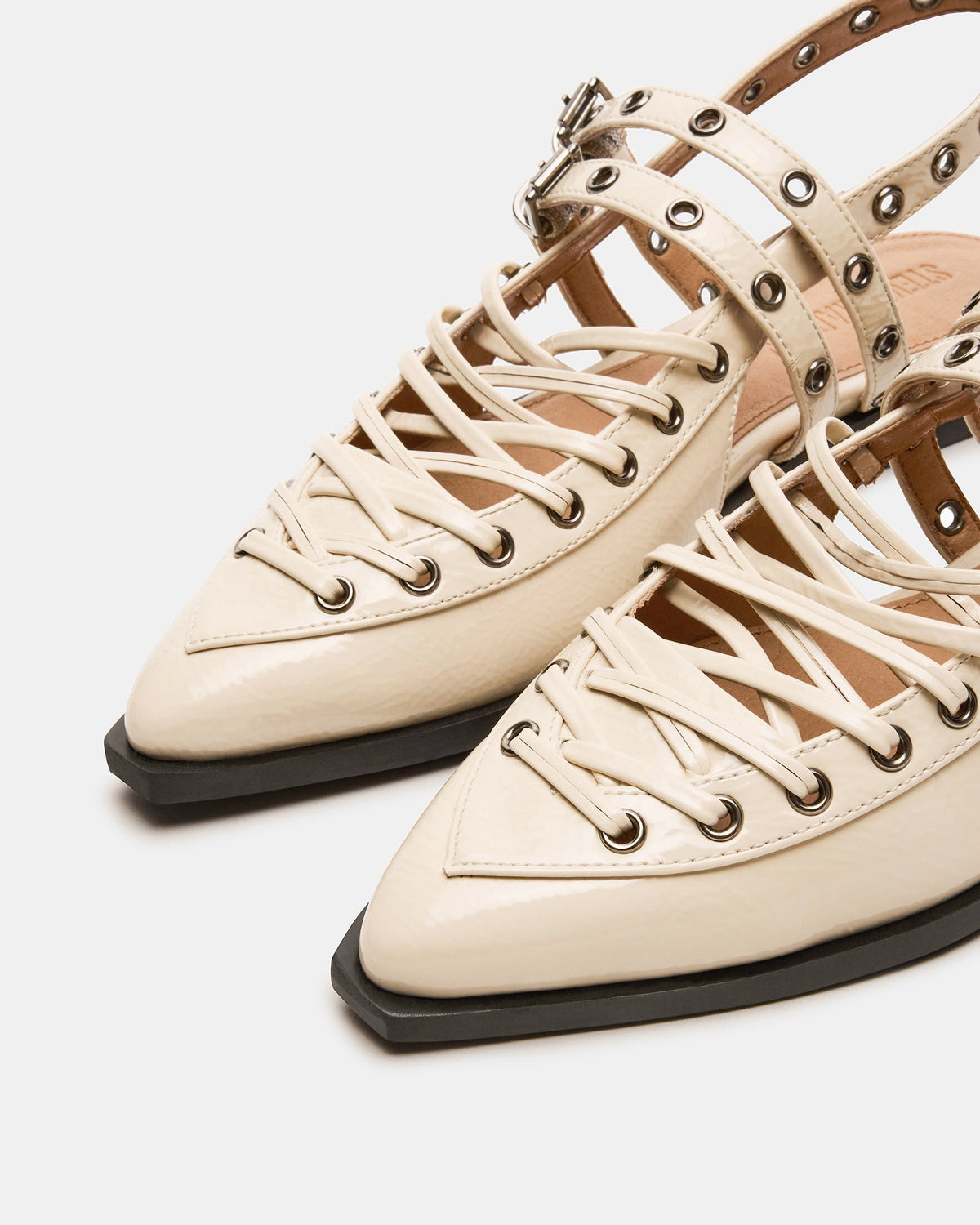 GALANTI Bone Patent Women's Pointed-Toe Moto Slingback Flat - Steve Madden