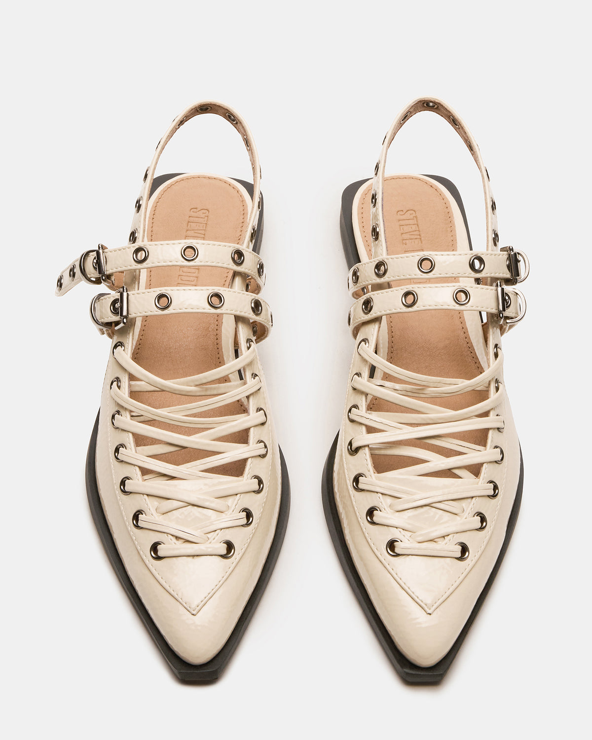 GALANTI Bone Patent Women's Pointed-Toe Moto Slingback Flat - Steve Madden